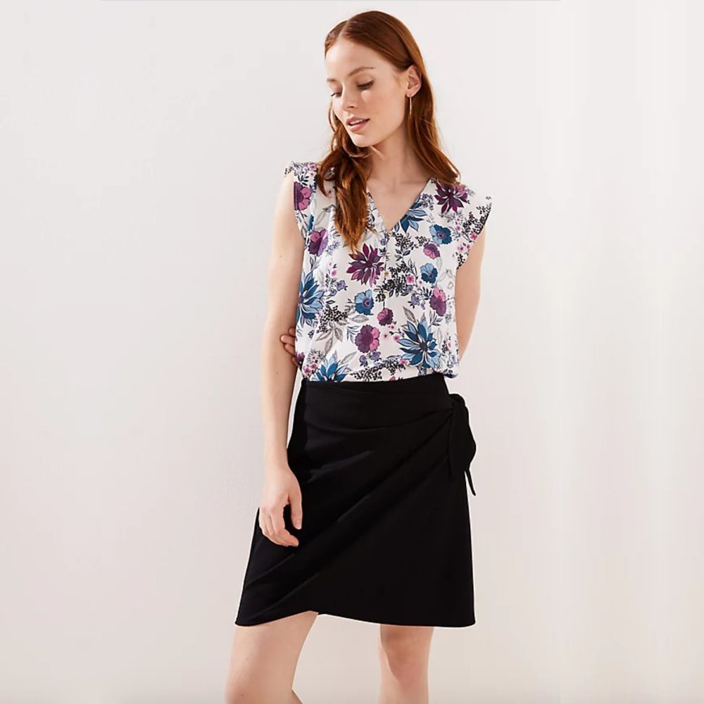 LOFT Ponte Wrap Skirt in 'Black'